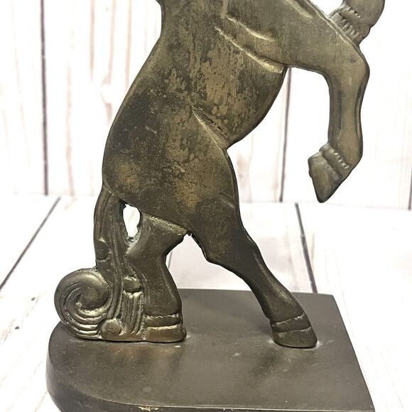Vintage Pair of Solid Brass Unicorn Bookends Magic Horses 7.5” - Picture 5 of 10